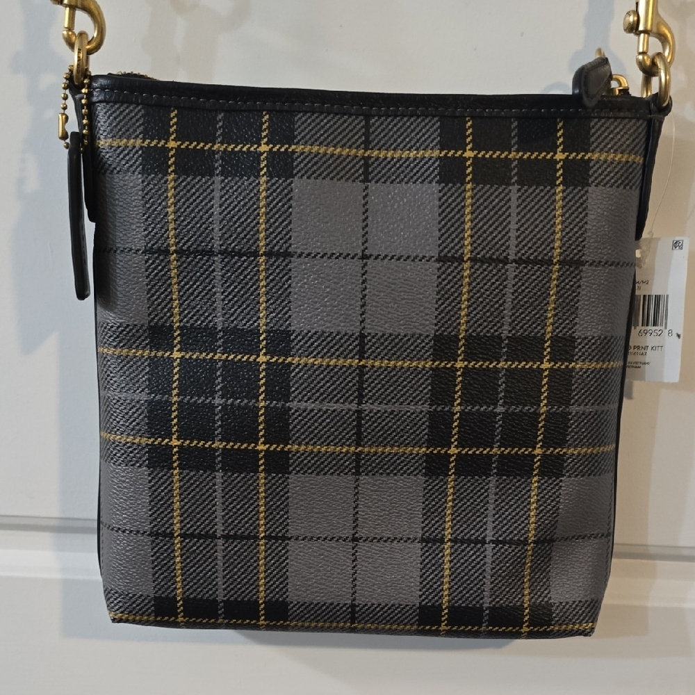 Coach Crossbody Bag - Black and Gray Plaid NWT - Picture 8 of 12